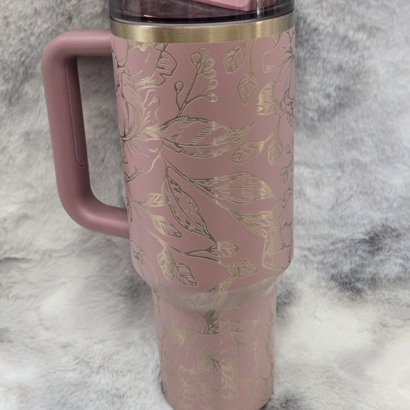 Stanley Pink and Gold Floral Travel Mug - Picture 2 of 3